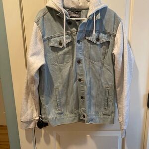 Brooklyn Cloth Light Blue Denim Jacket with Gray Sleeves
